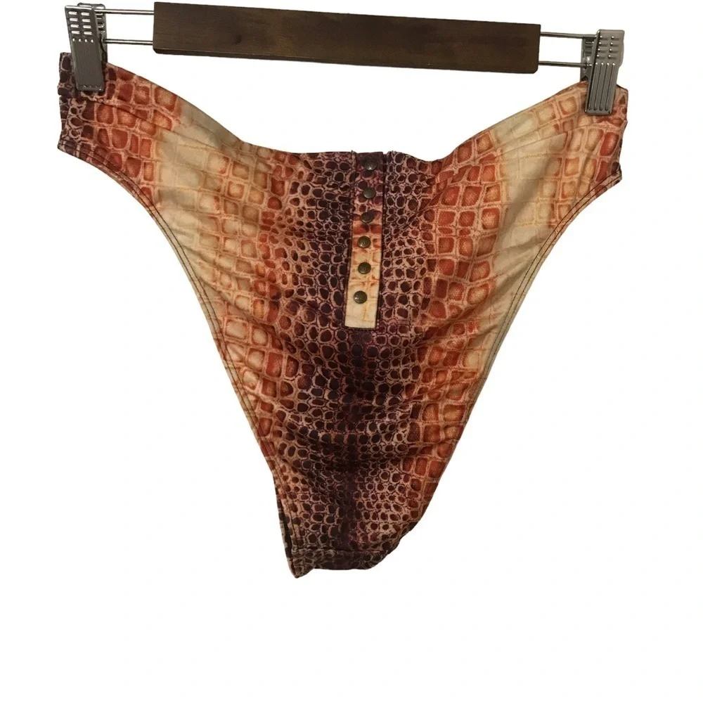 Hot as Hell snake floral animal print high waist bikini bottoms size L